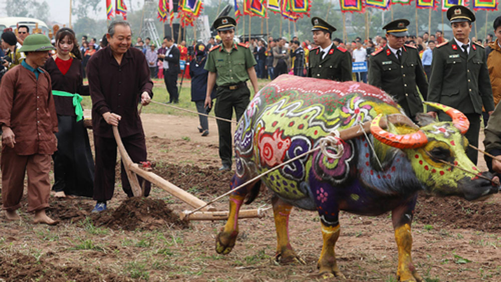 Phó Thủ tướng Thường trực Trương Hòa Bình xuống đồng trong lễ hội Tịch điền