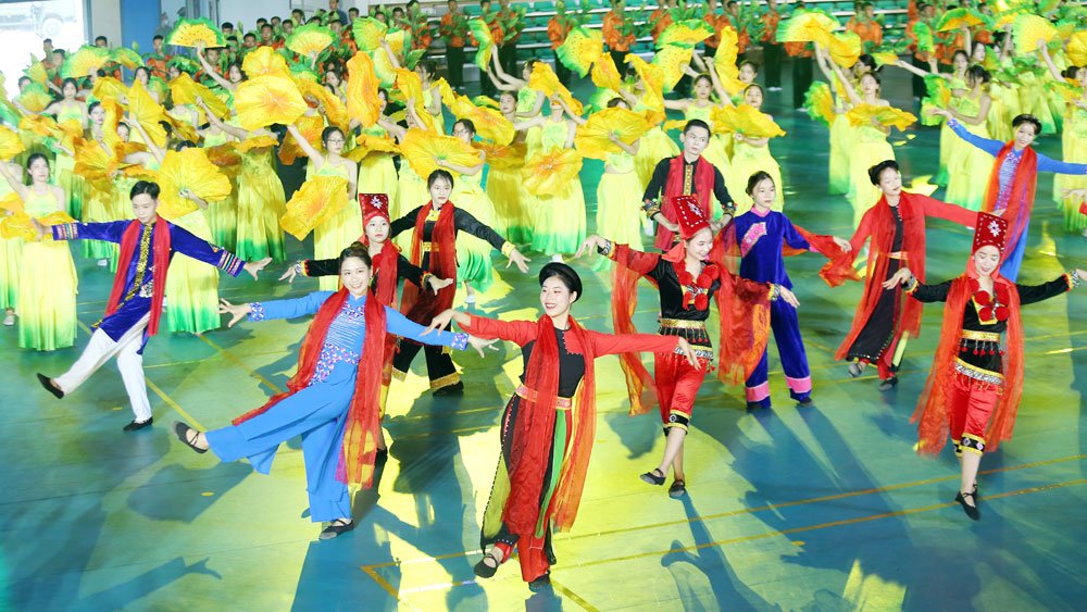 Chương trình đồng diễn nghệ thuật tại Lễ khai mạc Đại hội TDTT tỉnh Bắc Giang