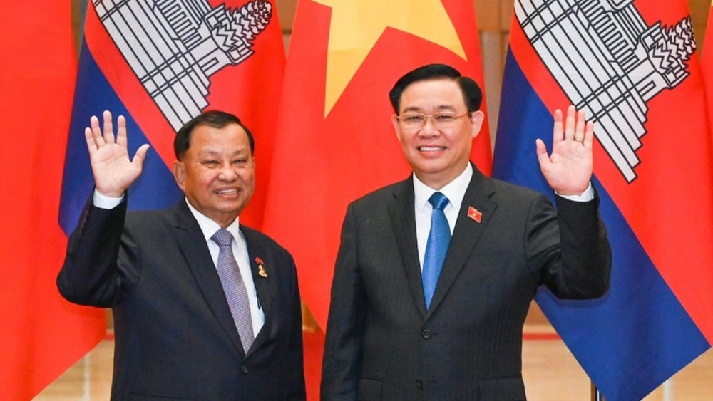 Chủ tịch Quốc hội Vương Đình Huệ đón, hội đàm với Chủ tịch Thượng viện Vương quốc Campuchia