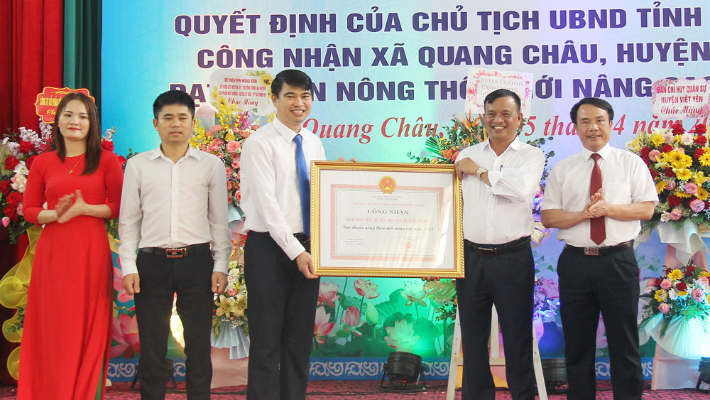 Bắc Giang: Công bố quyết định xã Quang Châu (Việt Yên) đạt chuẩn nông thôn mới nâng cao