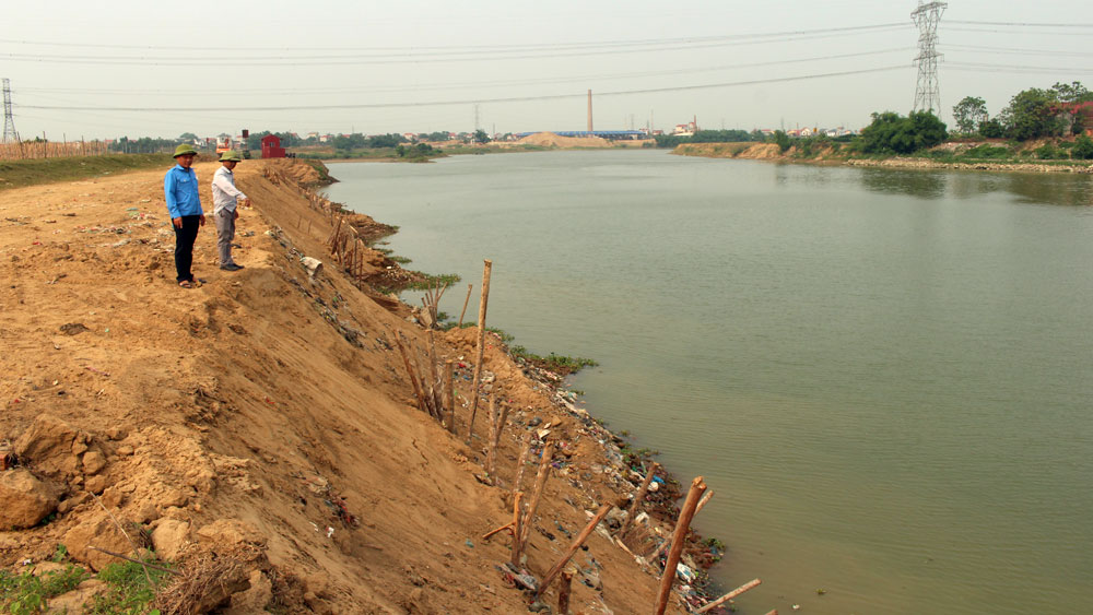 Sạt lở bãi đê sông Cầu ở Hiệp Hòa, người dân lo mất đất sản xuất
