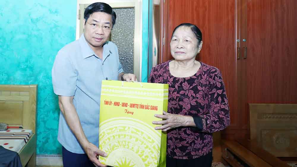 Bí thư Tỉnh ủy Bắc Giang Dương Văn Thái thăm, tặng quà người có công tiêu biểu huyện Yên Dũng