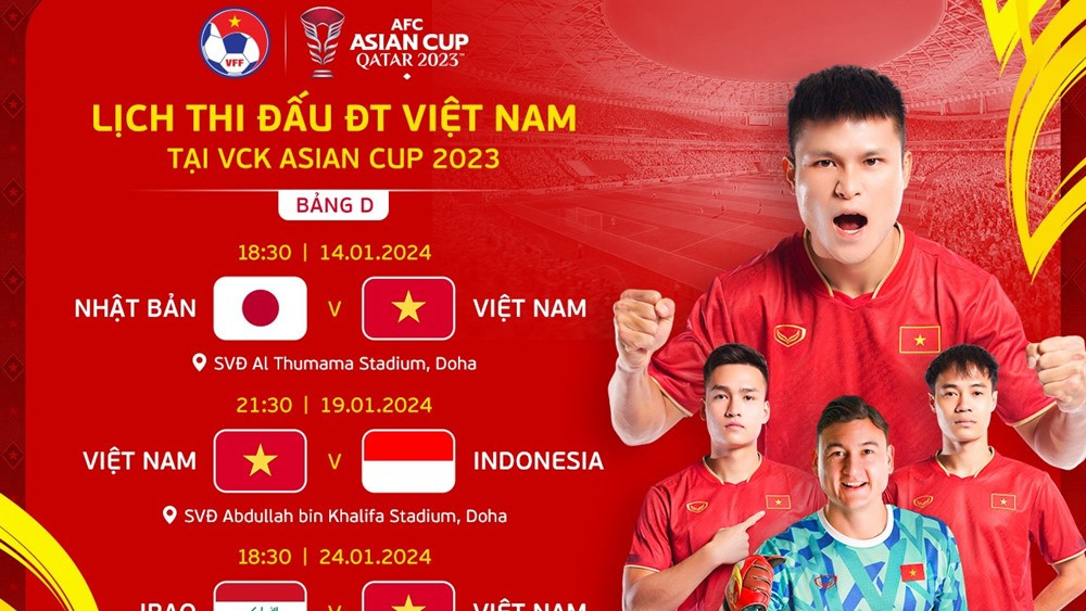 Lịch thi đấu của tuyển Việt Nam tại VCK Asian Cup 2023 mới nhất