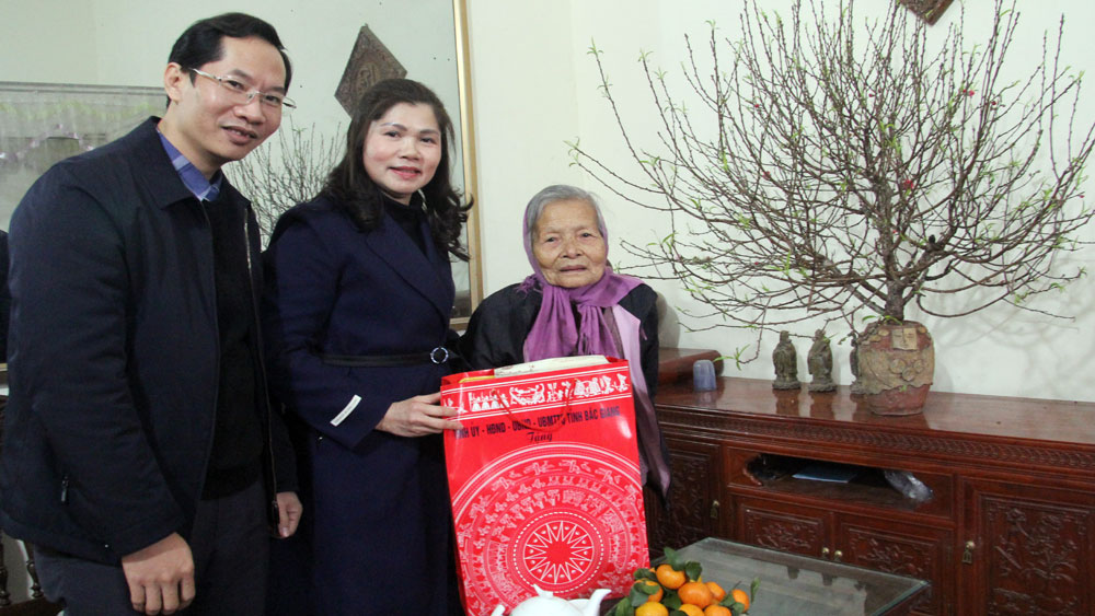 Đồng chí Lâm Thị Hương Thành thăm, tặng quà Tết người có công tiêu biểu tại huyện Yên Thế