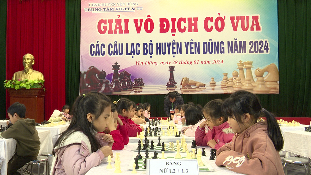135 học sinh dự Giải vô địch cờ vua các câu lạc bộ huyện Yên Dũng