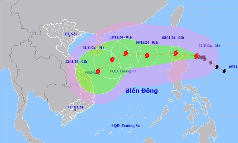  Bão Yinxing mạnh lên cấp 15, giật cấp 17, di chuyển theo hướng Tây Tây Bắc