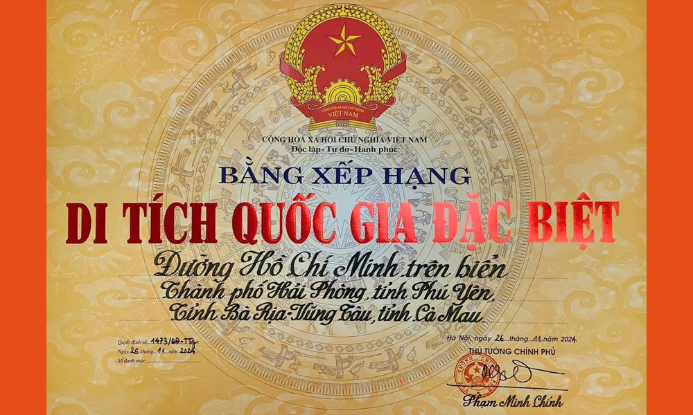  Xếp hạng Di tích quốc gia đặc biệt Đường Hồ Chí Minh trên biển