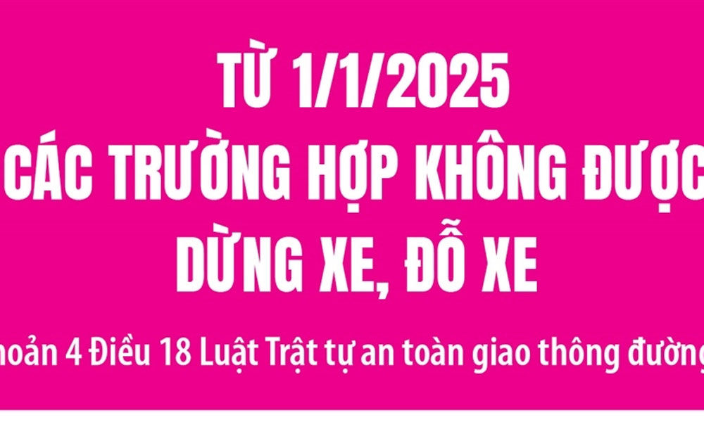  Các trường hợp không được dừng, đỗ xe từ ngày 1/1/2025