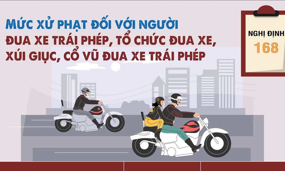  Nghị định 168: Mức xử phạt đối với người đua xe trái phép, tổ chức, cổ vũ đua xe trái phép