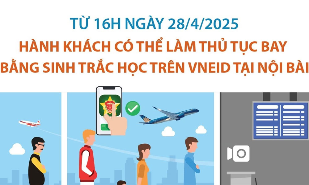  Hành khách có thể làm thủ tục bay trên VNeID tại nhà ga T1 Nội Bài từ 28/4