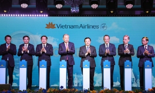 Tổng Bí thư Tô Lâm dự Lễ công bố đường bay thẳng Hà Nội - Moskva tại Liên bang Nga