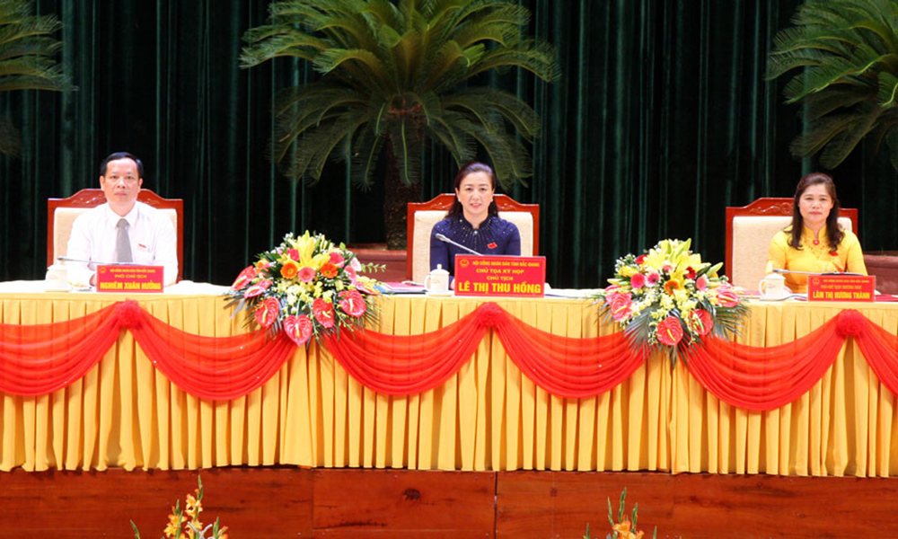Đồng chí Lê Thị Thu Hồng, Phó Bí thư Thường trực Tỉnh ủy, Chủ tịch HĐND tỉnh điều hành hoạt động của Tỉnh ủy