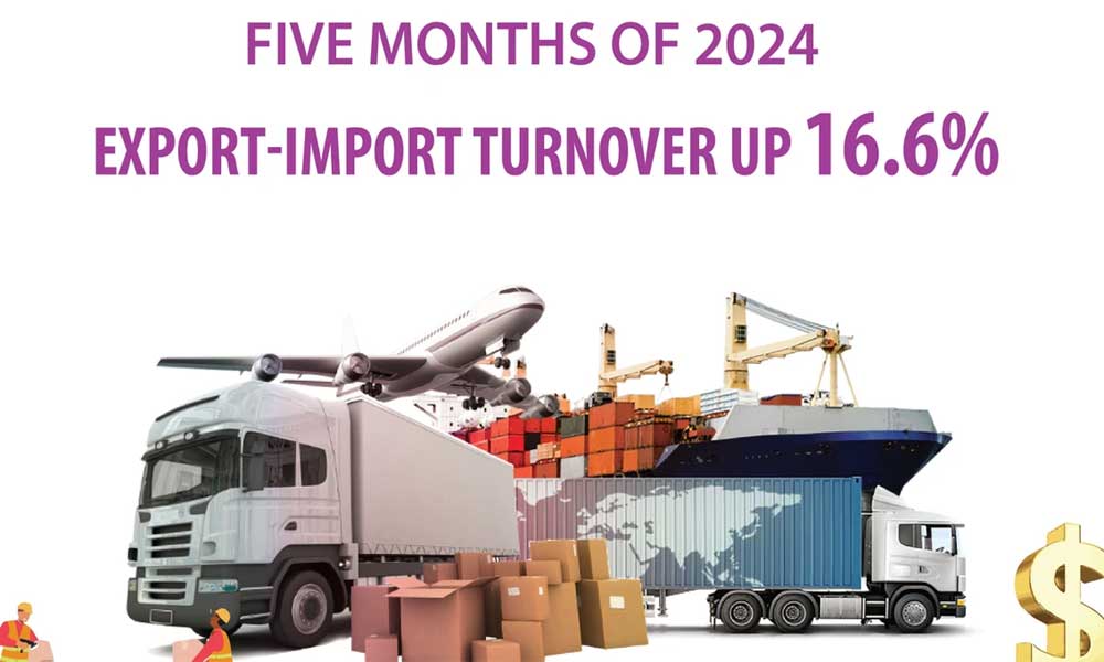 Export-import turnover up 16.6% in January-May