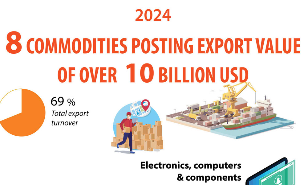 2024: Eight commodities with export values over 10 billion USD