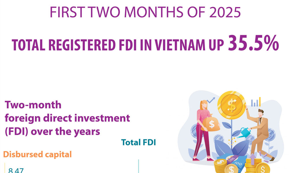 Total registered FDI in Vietnam expands by 35.5% in January-February