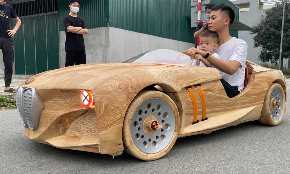 Carpenter’s drivable wooden supercars rack up 50 billion social media views