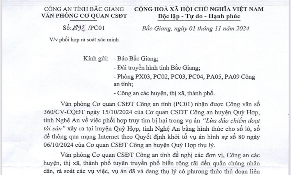  Tìm bị hại trong vụ án lừa đảo chiếm đoạt tài sản