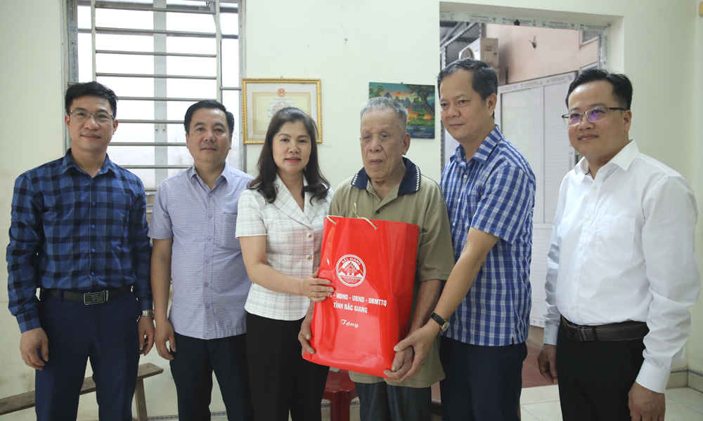 Đồng chí Lâm Thị Hương Thành thăm, tặng quà CCB, cựu TNXP tham gia Chiến dịch Điên Biên Phủ