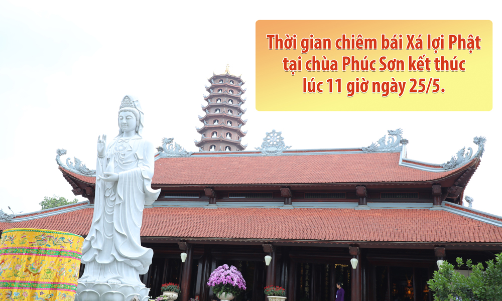  Thời gian chiêm bái Xá lợi Phật tại chùa Phúc Sơn kết thúc lúc 11 giờ ngày 25/5  