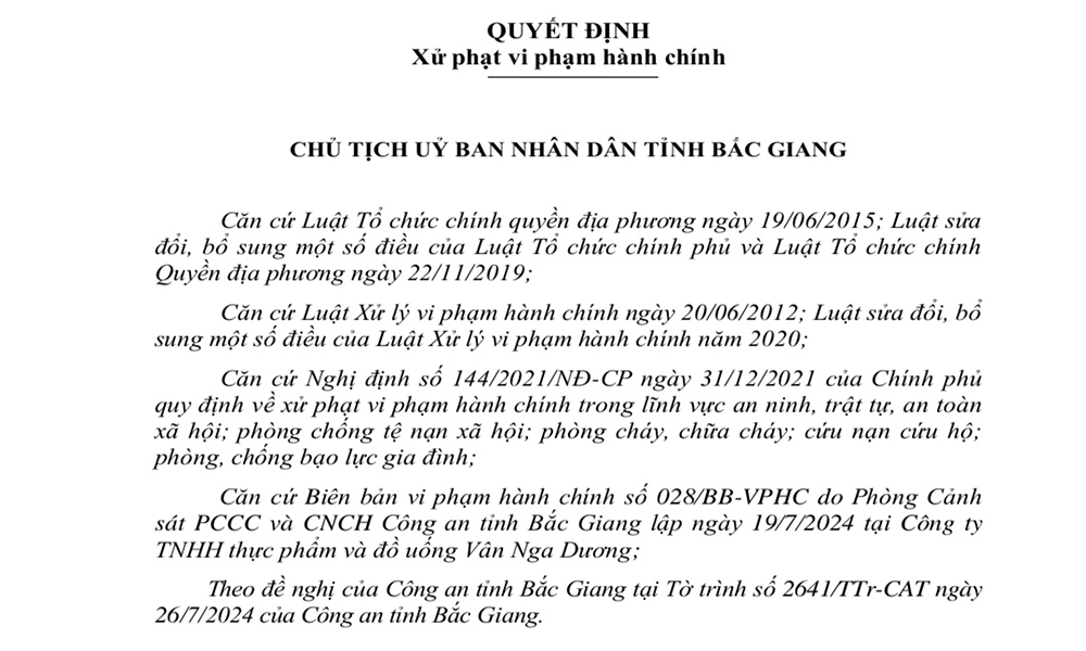 Xử phạt 80 triệu đồng một doanh nghiệp vi phạm trong lĩnh vực phòng cháy, chữa cháy