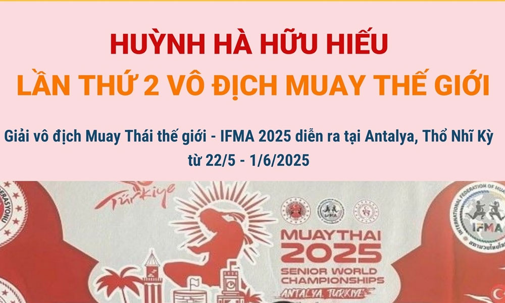  Huỳnh Hà Hữu Hiếu lần thứ 2 vô địch giải Muay thế giới