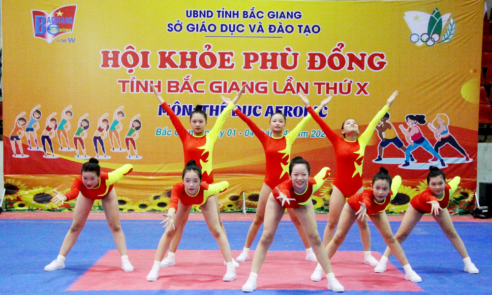 Hội khỏe Phù Đổng tỉnh Bắc Giang: Hơn 600 VĐV thi đấu môn thể dục Aerobic 